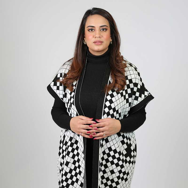 BODYCONE with S/L CARDIGAN check