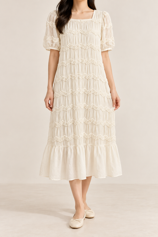 SMOCKED MID LEN SHIRT