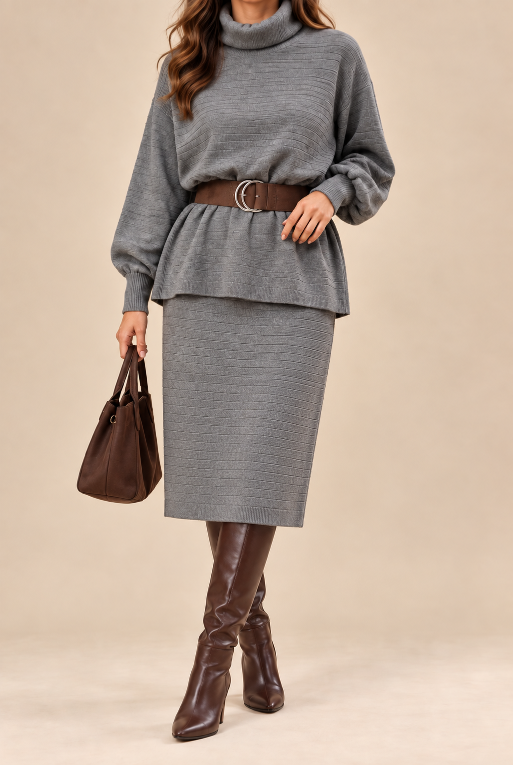 SKIRT W TURTLE NECK SHIRT