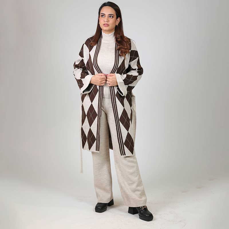 Co-Ord Set with Knee-len Cardigan 3PC
