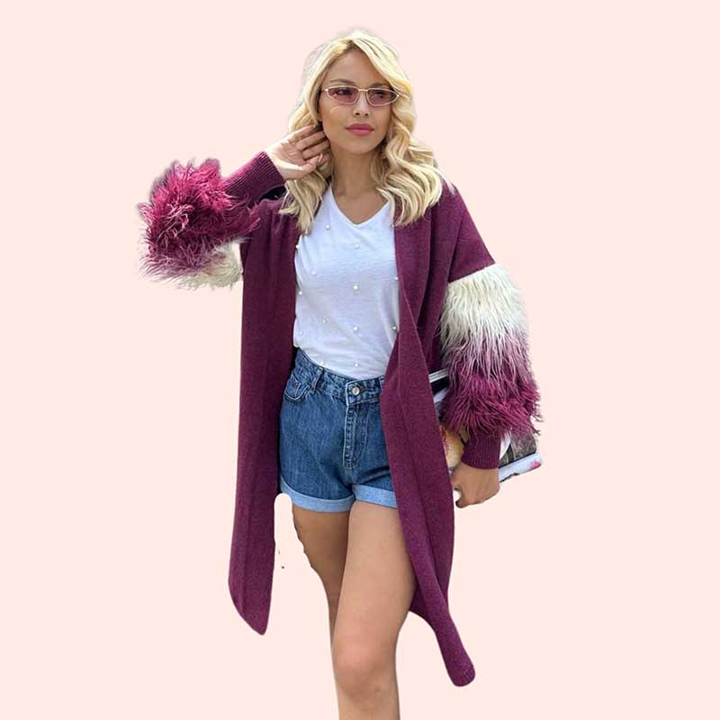LIGHT WEIGHT CARDIGAN furr slv
