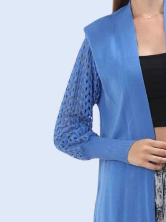 MESH SLV LONG CARDIGAN