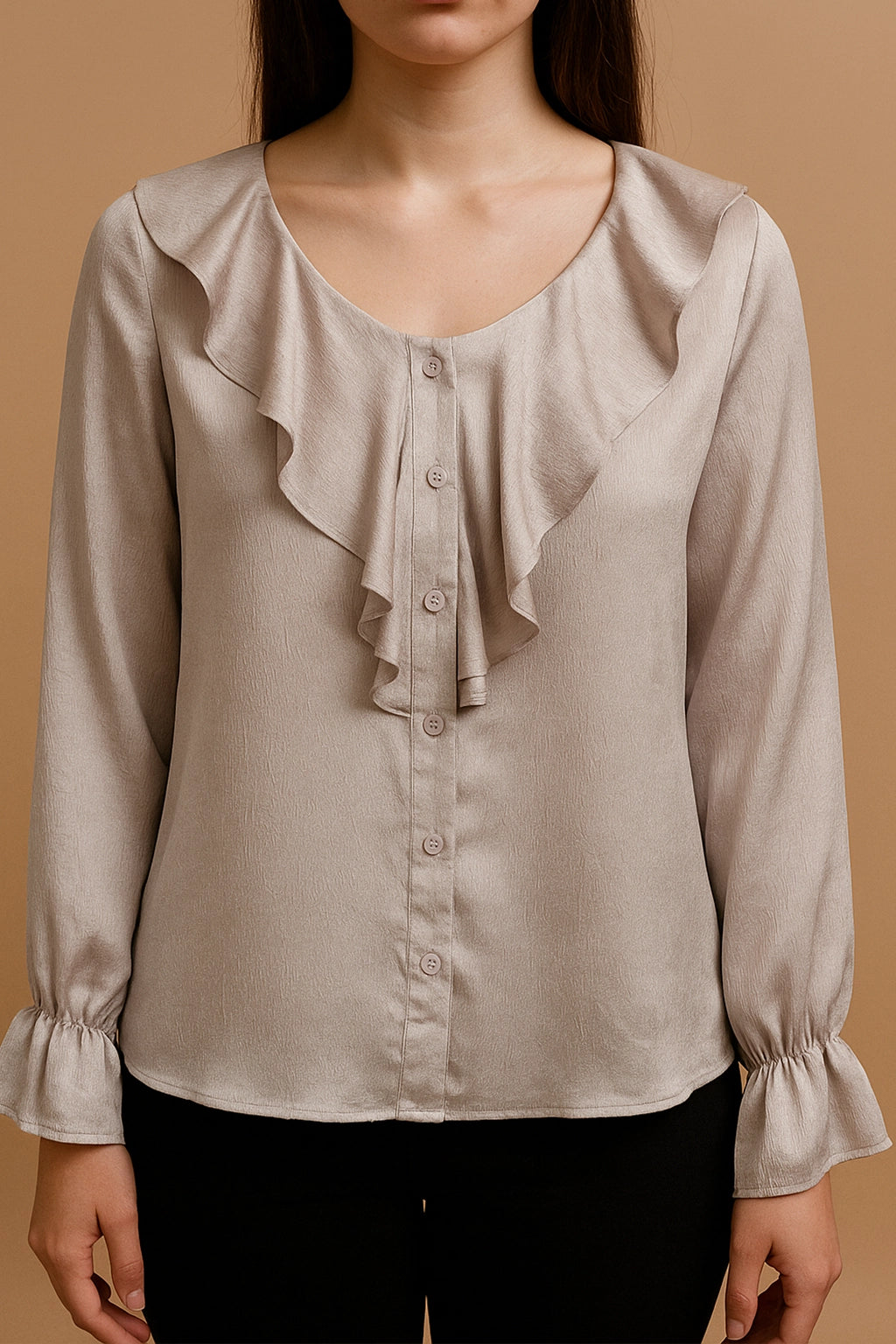 SHORT SHIRT frill nek