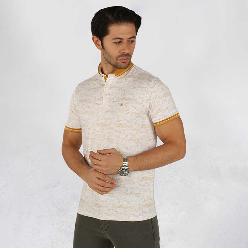 PRINTED TEXTURED HALF SLEEVE POLOSHIRT