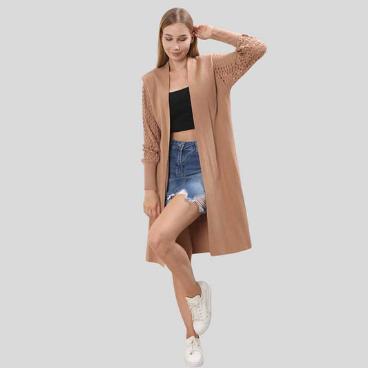 MESH SLV LONG CARDIGAN