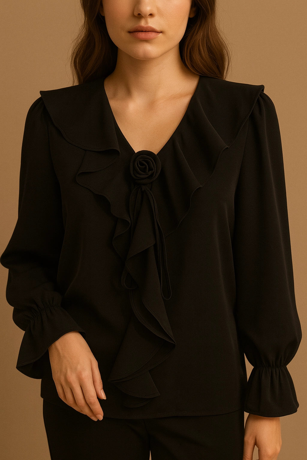 SHORT SHIRT frill nek V