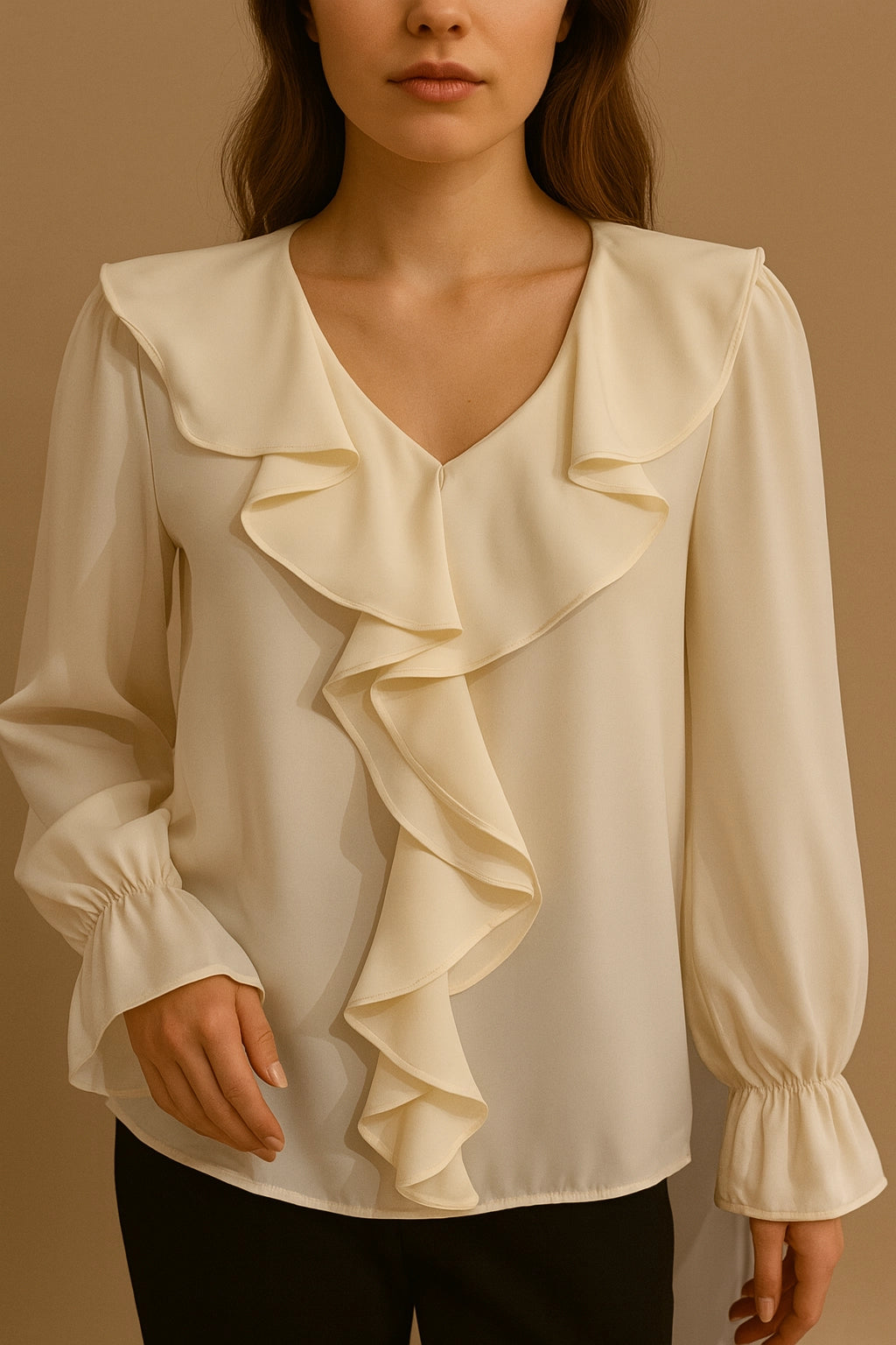 SHORT SHIRT frill nek V