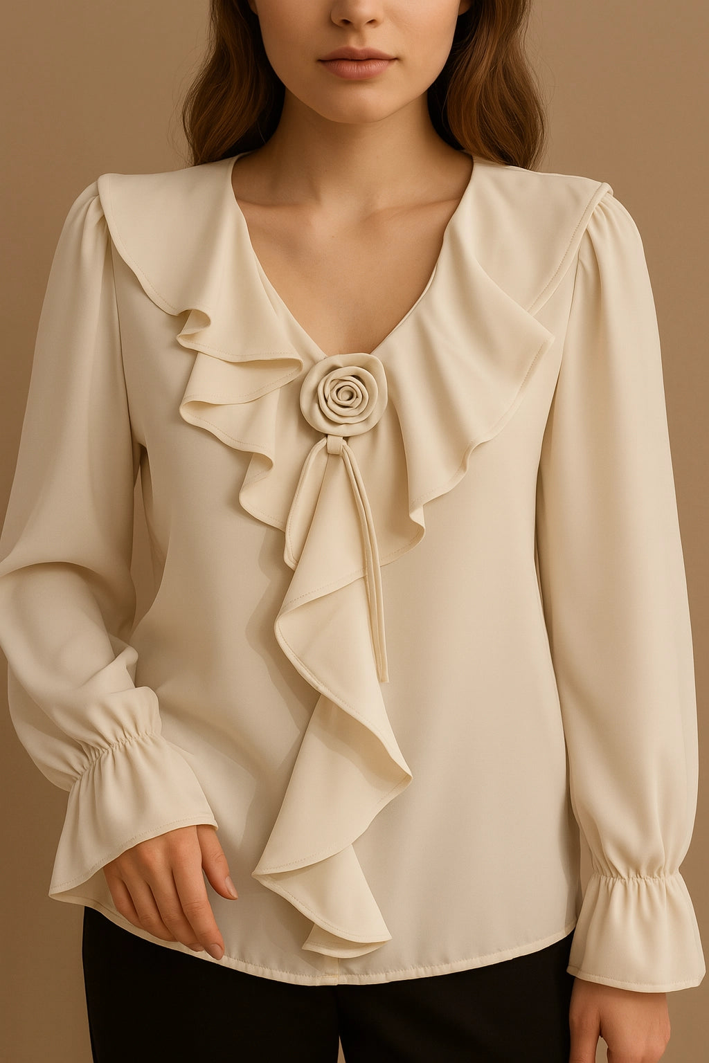 SHORT SHIRT frill nek V