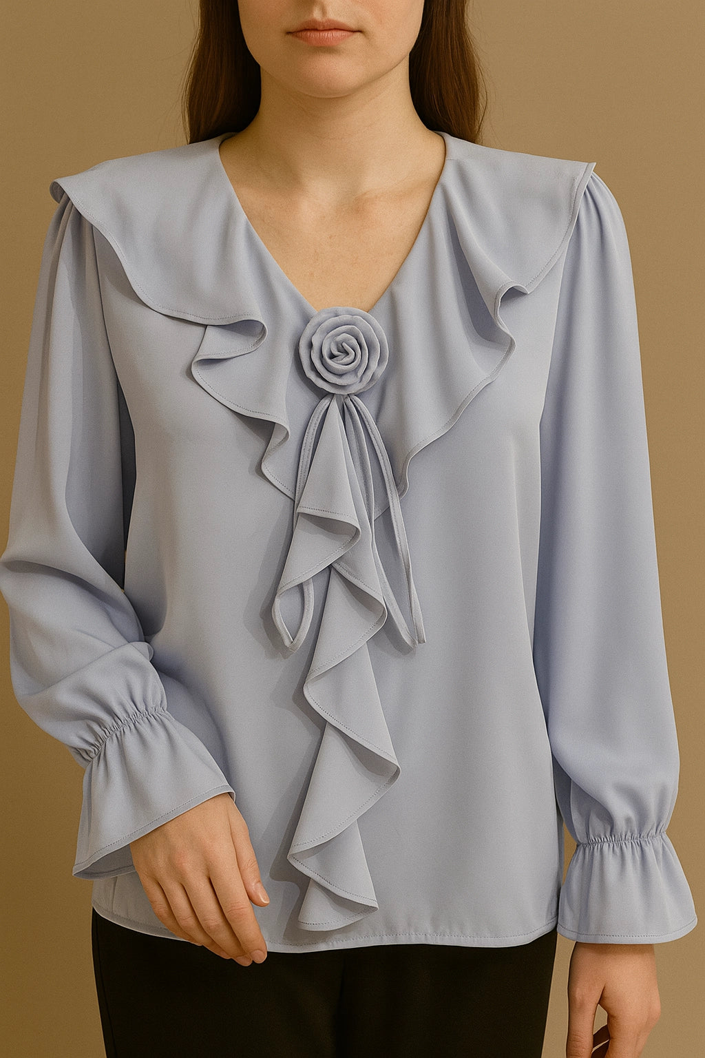 SHORT SHIRT frill nek V