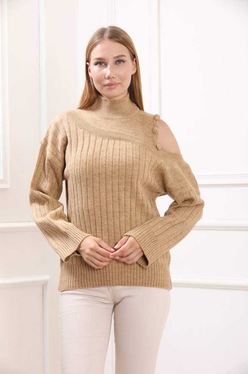 MOCK NECK SINGLE OFF SHOULDER LIGHT WEIGHT SWEATSHIRT