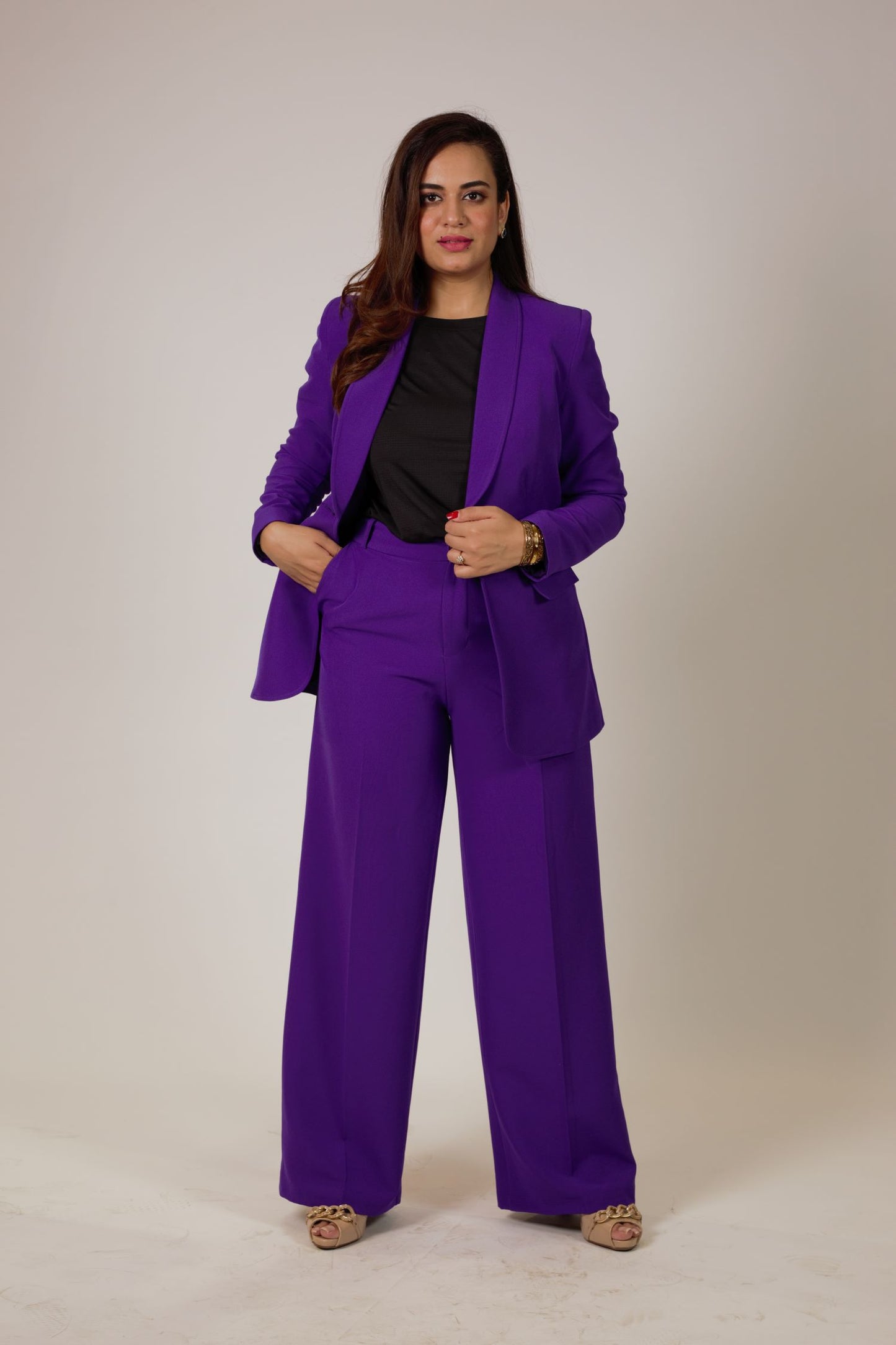STITCHED SHAWL LAPEL BUSINESS SUIT