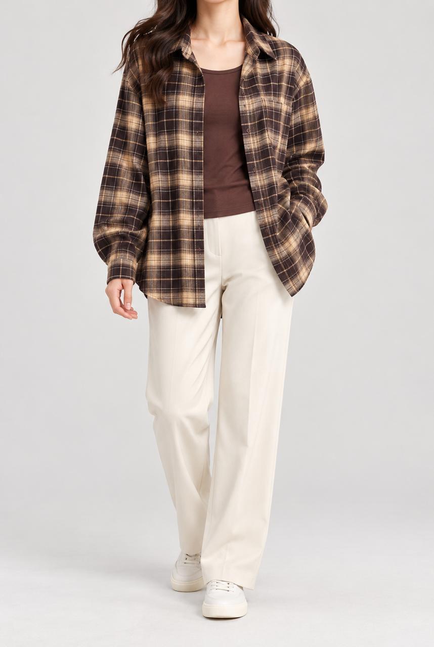 CHECKED SHIRT w INNER TOP