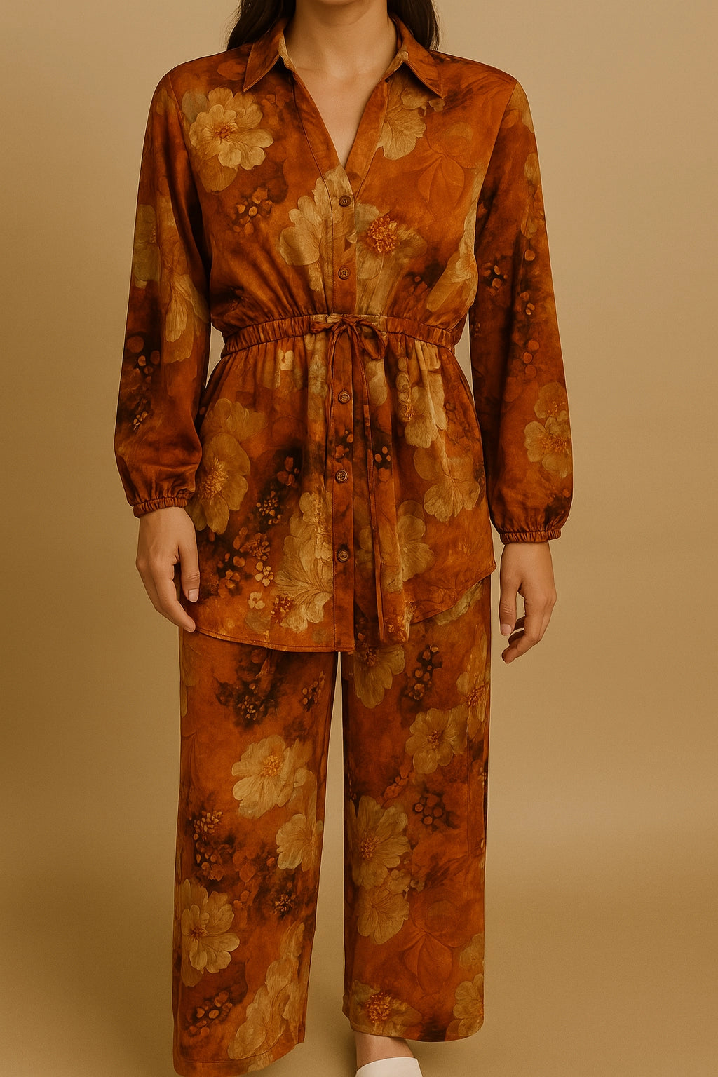 CO-ORD SUIT PRINTED belted