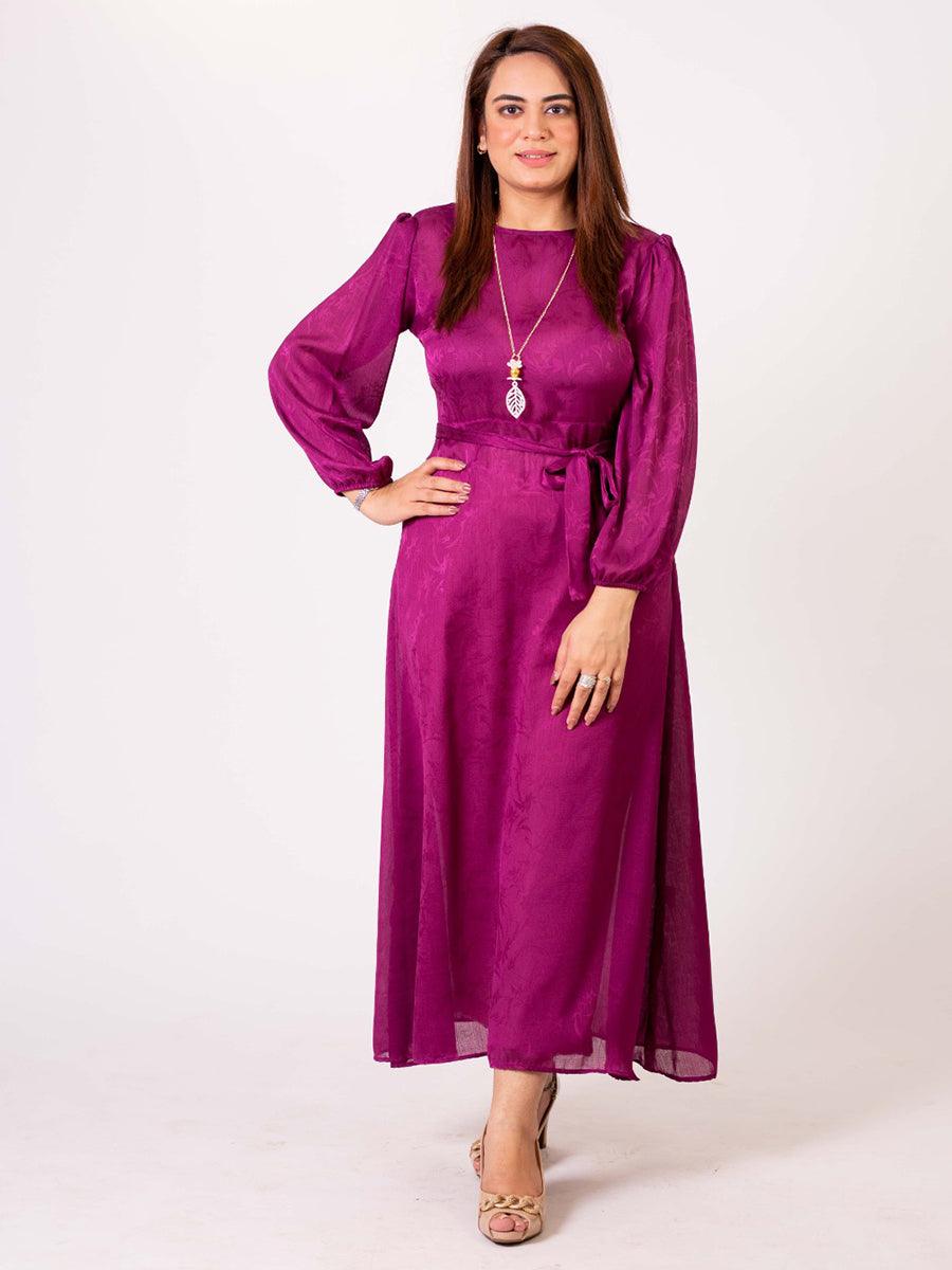SELF PRINT SILK MAXI DRESS
