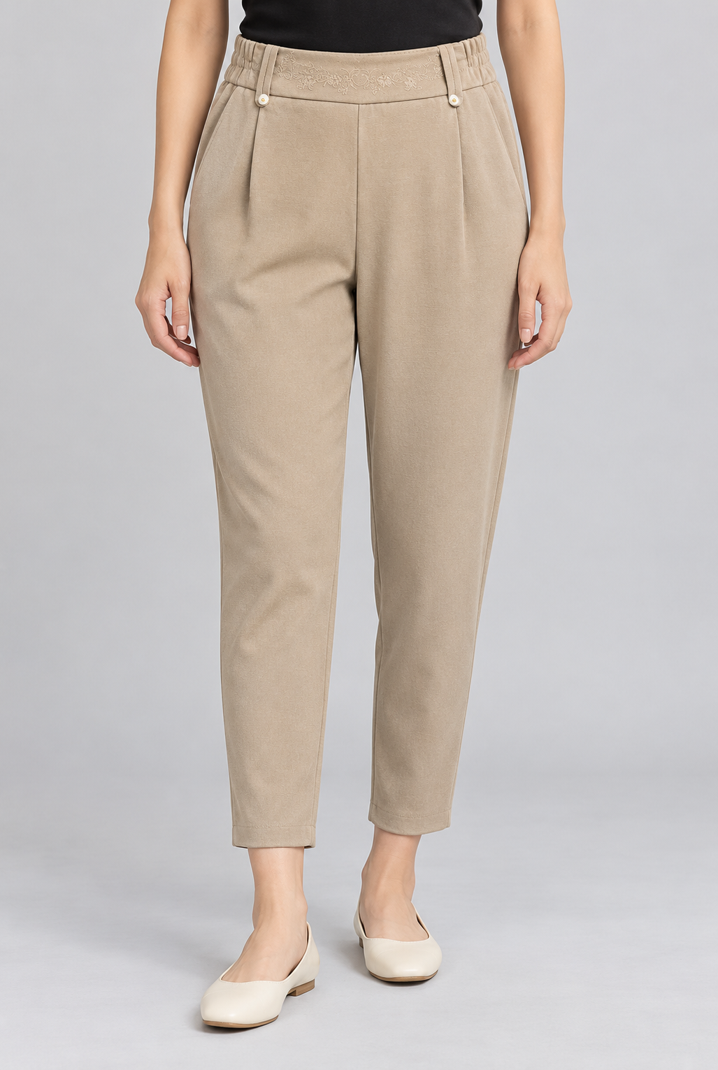 STR PANT EMB BLT