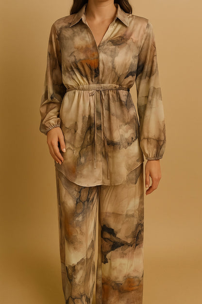 CO-ORD SUIT PRINTED belted