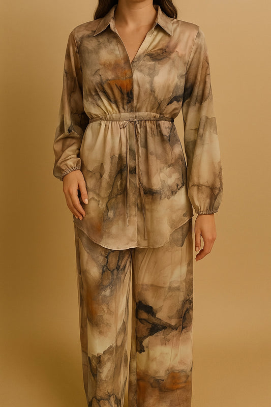 CO-ORD SUIT PRINTED belted