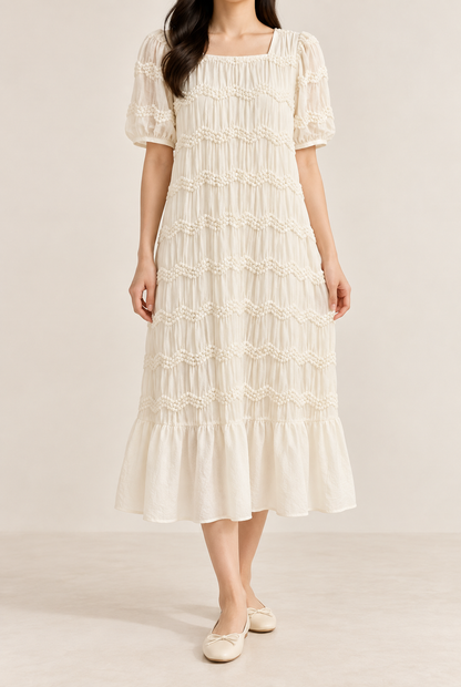 SMOCKED MID LEN SHIRT