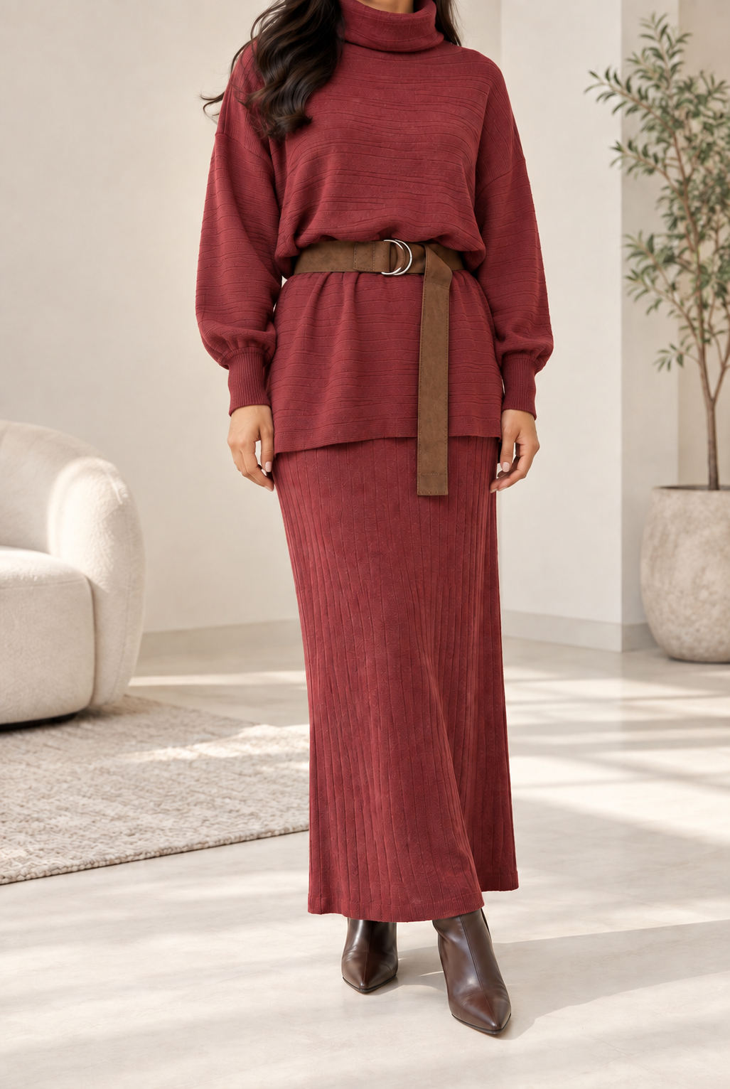 SKIRT W TURTLE NECK SHIRT