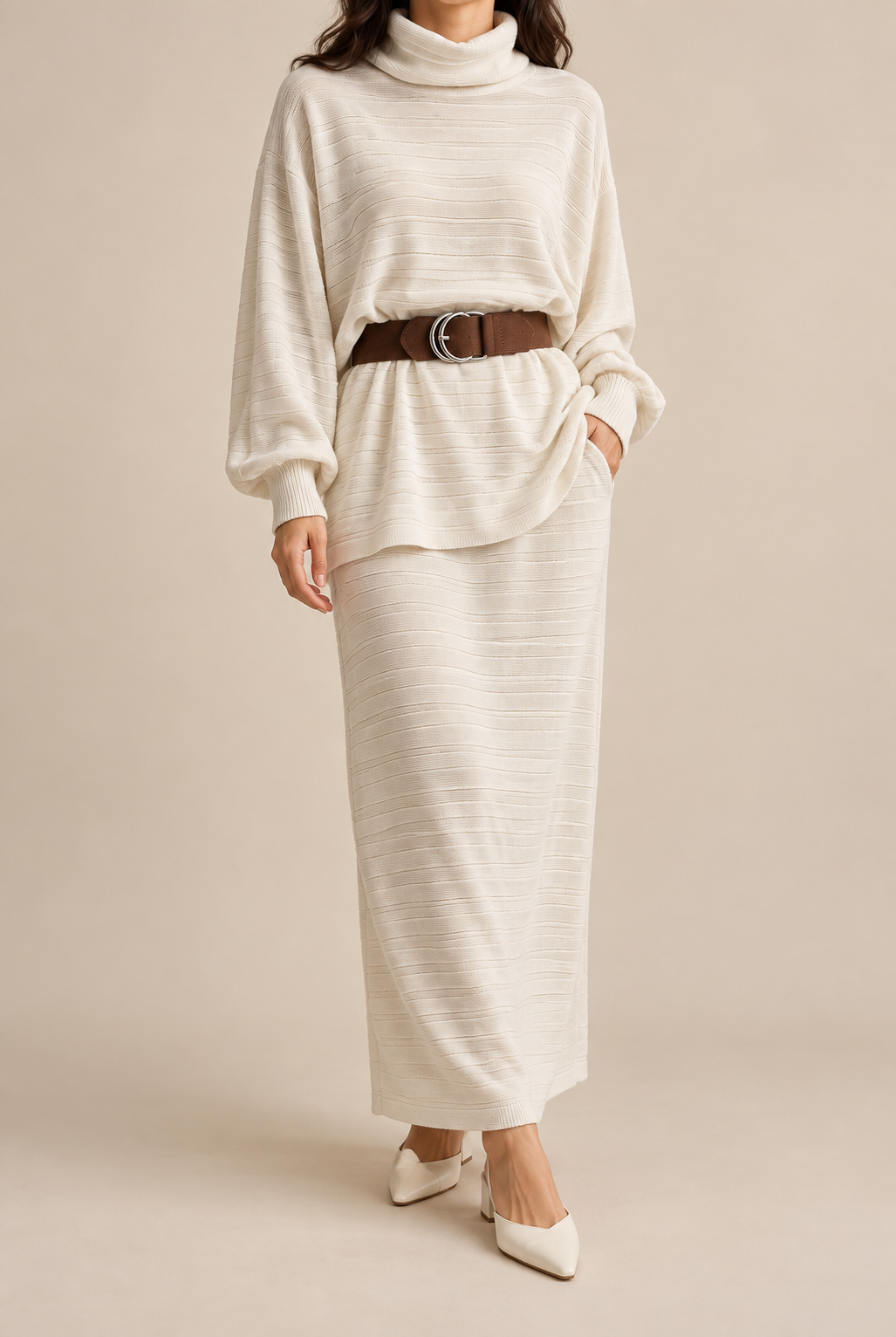 SKIRT W TURTLE NECK SHIRT
