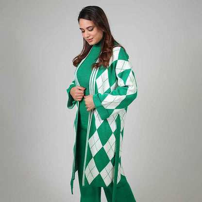 Co-Ord Set with Knee-len Cardigan 3PC