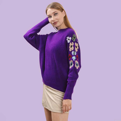 EMB SLV SWEATSHIRT