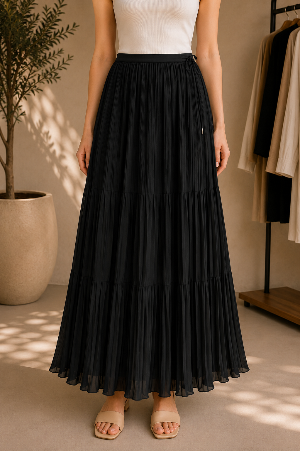 PLEATED MAXI SKIRT
