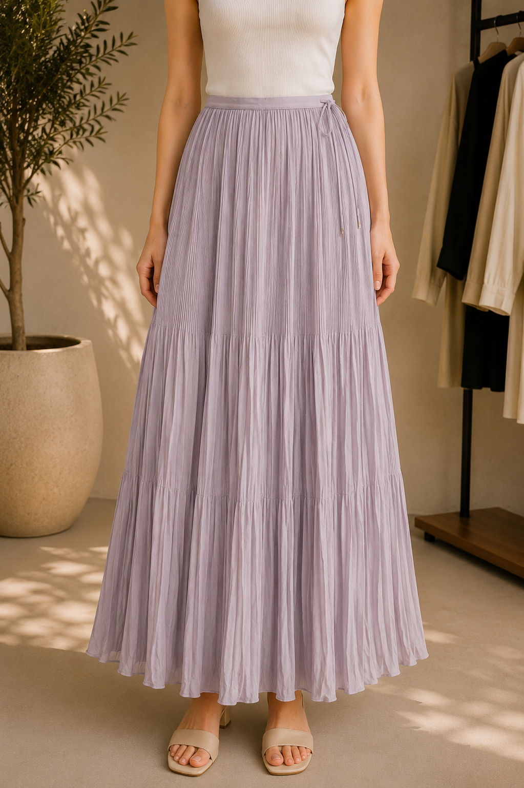 PLEATED MAXI SKIRT