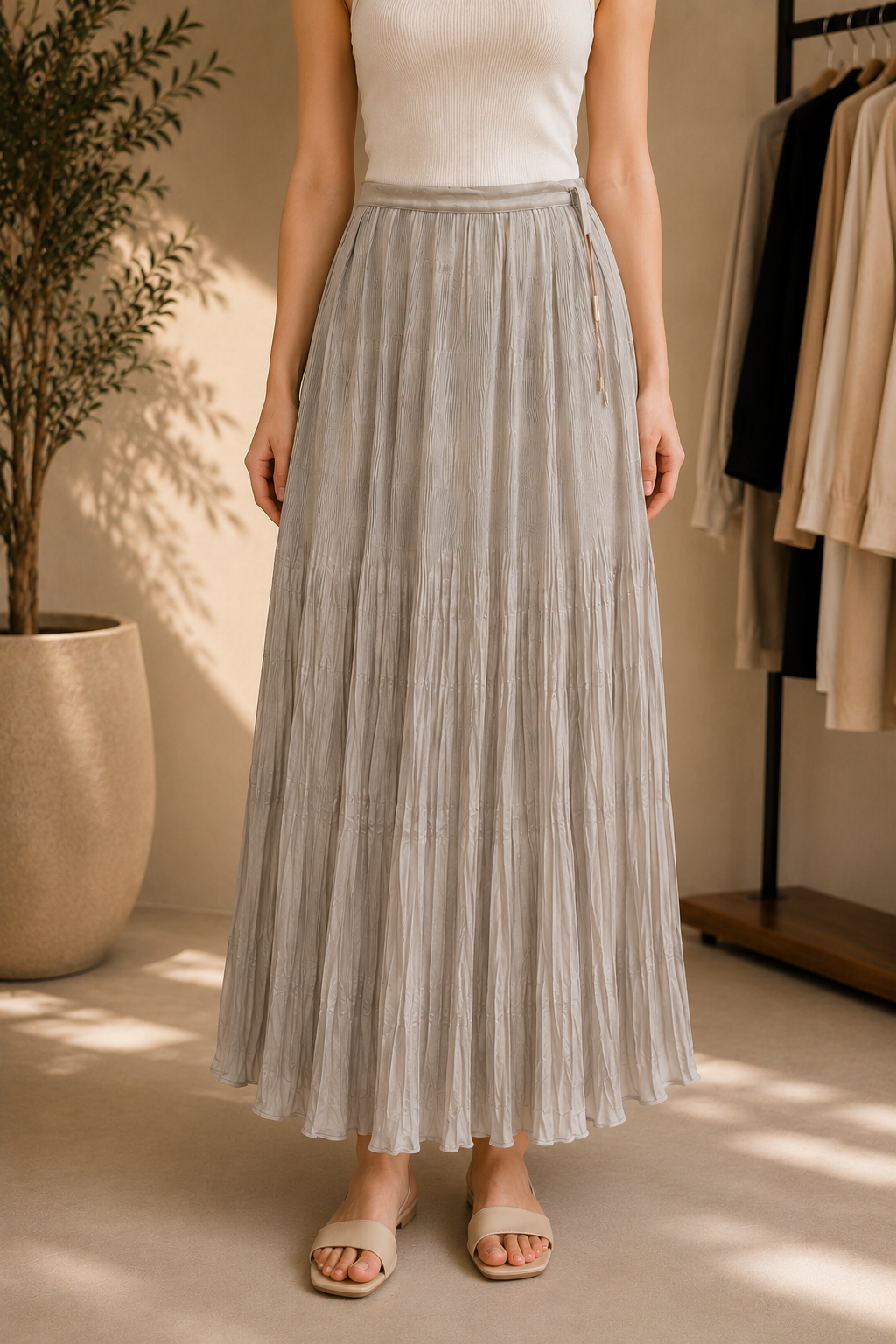 PLEATED MAXI SKIRT