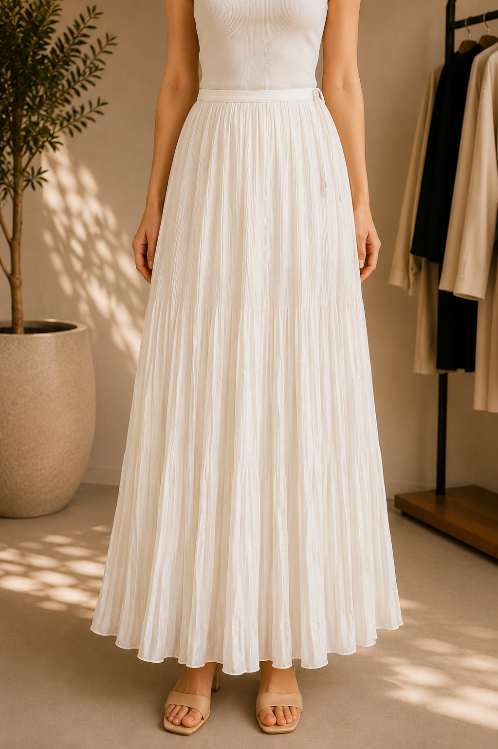 PLEATED MAXI SKIRT