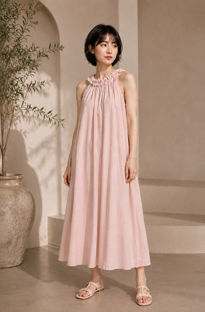 RUFFLE NECK MAXI