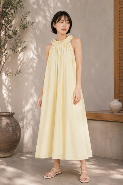 RUFFLE NECK MAXI