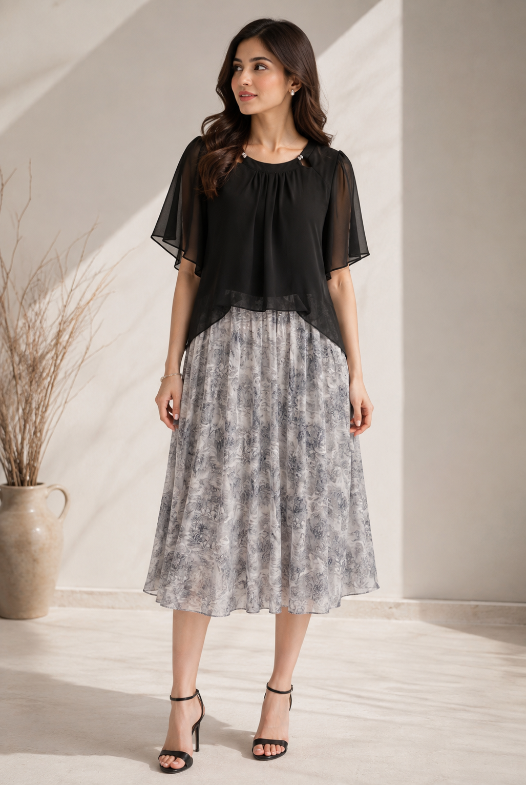 PRINTED MAXI W TOP