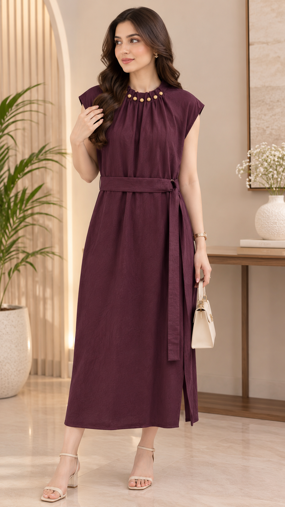 BELTED MAXI side slt