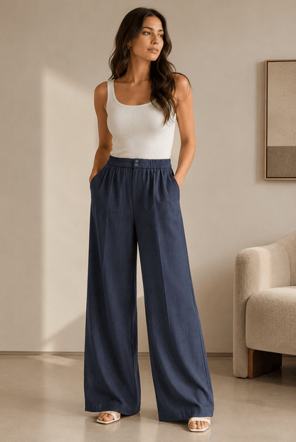 LADIES WIDE LEG FLOWY TROUSER