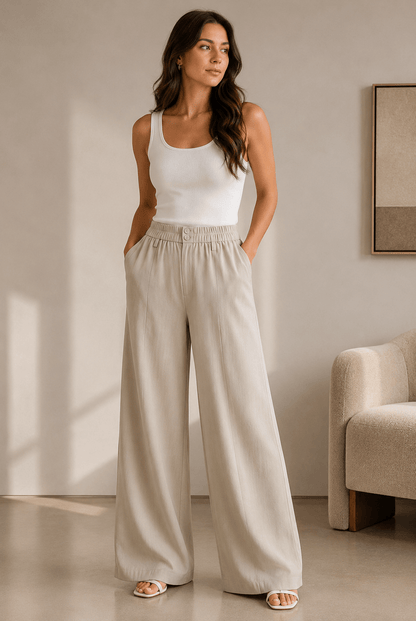 LADIES WIDE LEG FLOWY TROUSER