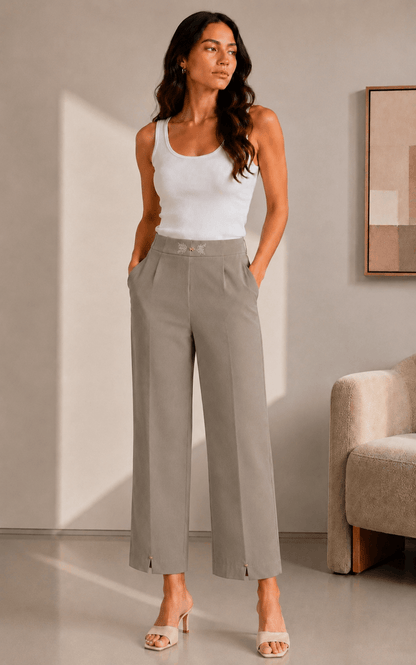 LADIES PANT STR EMB FLO