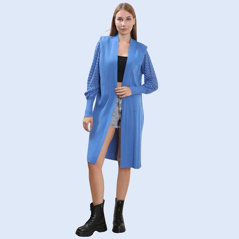MESH SLV LONG CARDIGAN