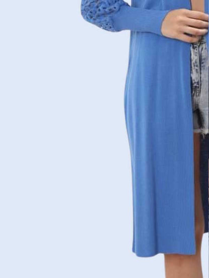 MESH SLV LONG CARDIGAN
