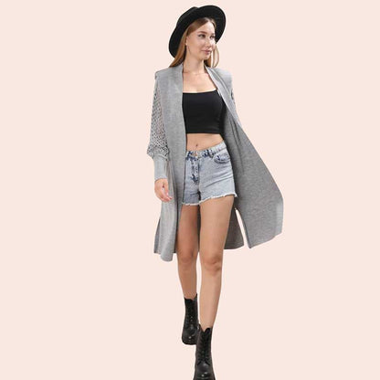 MESH SLV LONG CARDIGAN