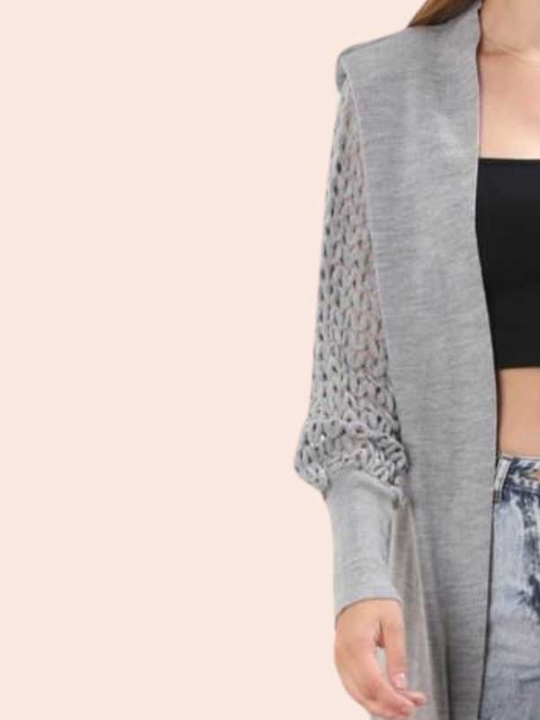 MESH SLV LONG CARDIGAN