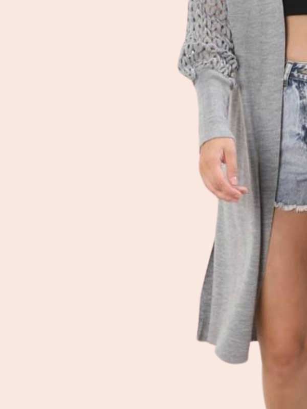 MESH SLV LONG CARDIGAN