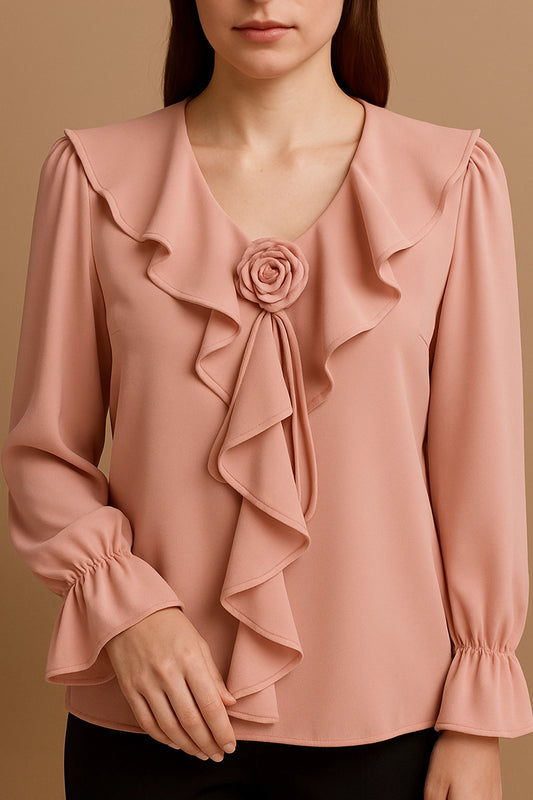 SHORT SHIRT frill nek V