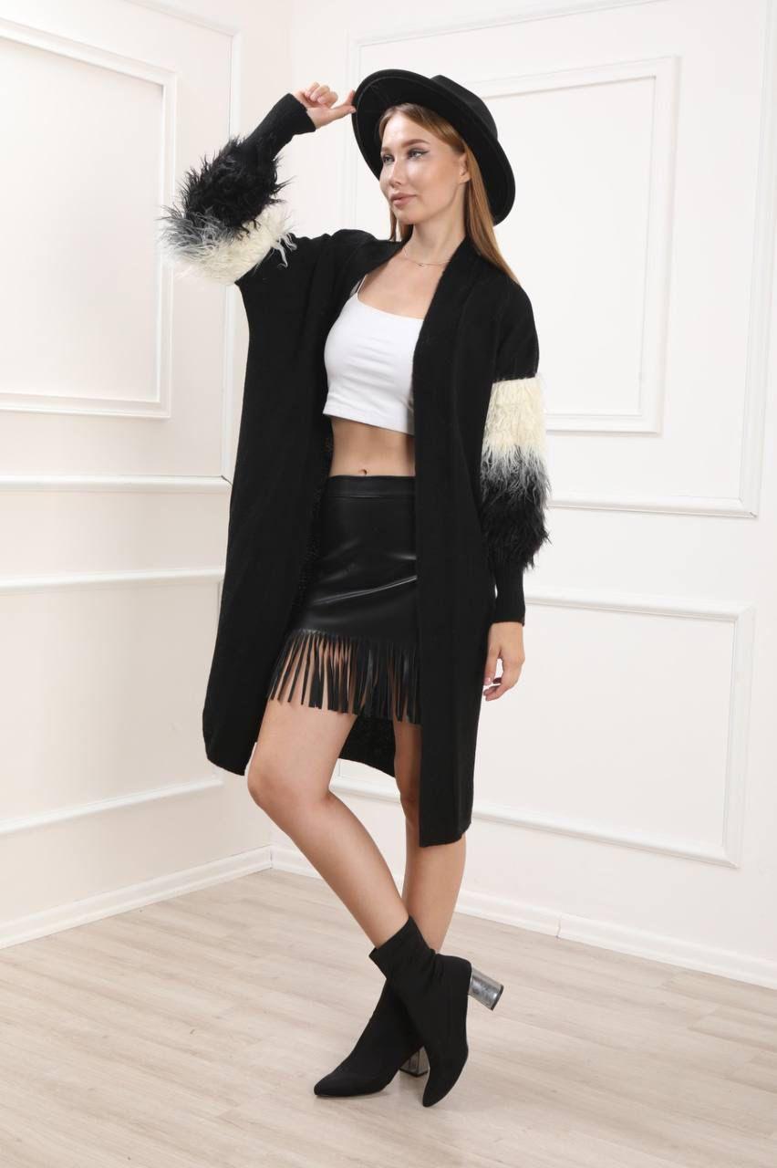 LIGHT WEIGHT LONG CARDIGAN FURR SLEEVES