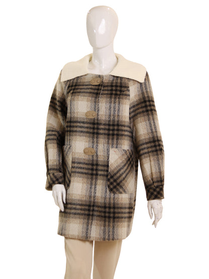 WOOLEN COAT with KNITTED COL(mid-len ch)
