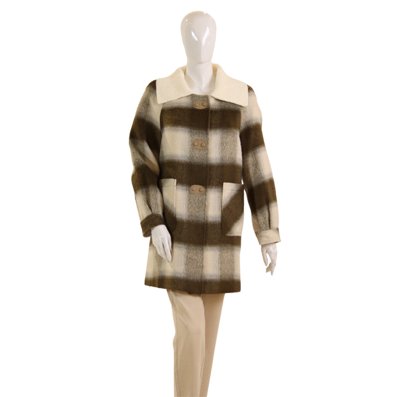 WOOLEN COAT with KNITTED COL(mid-len)