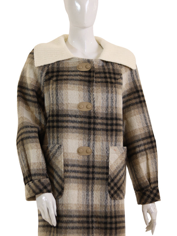 WOOLEN COAT with KNITTED COL(mid-len ch)