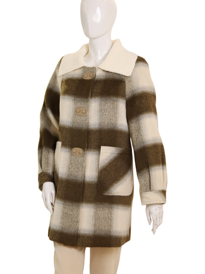 WOOLEN COAT with KNITTED COL(mid-len)