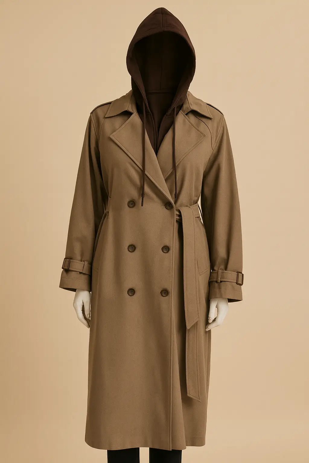 TRENCH COAT hooded clr
