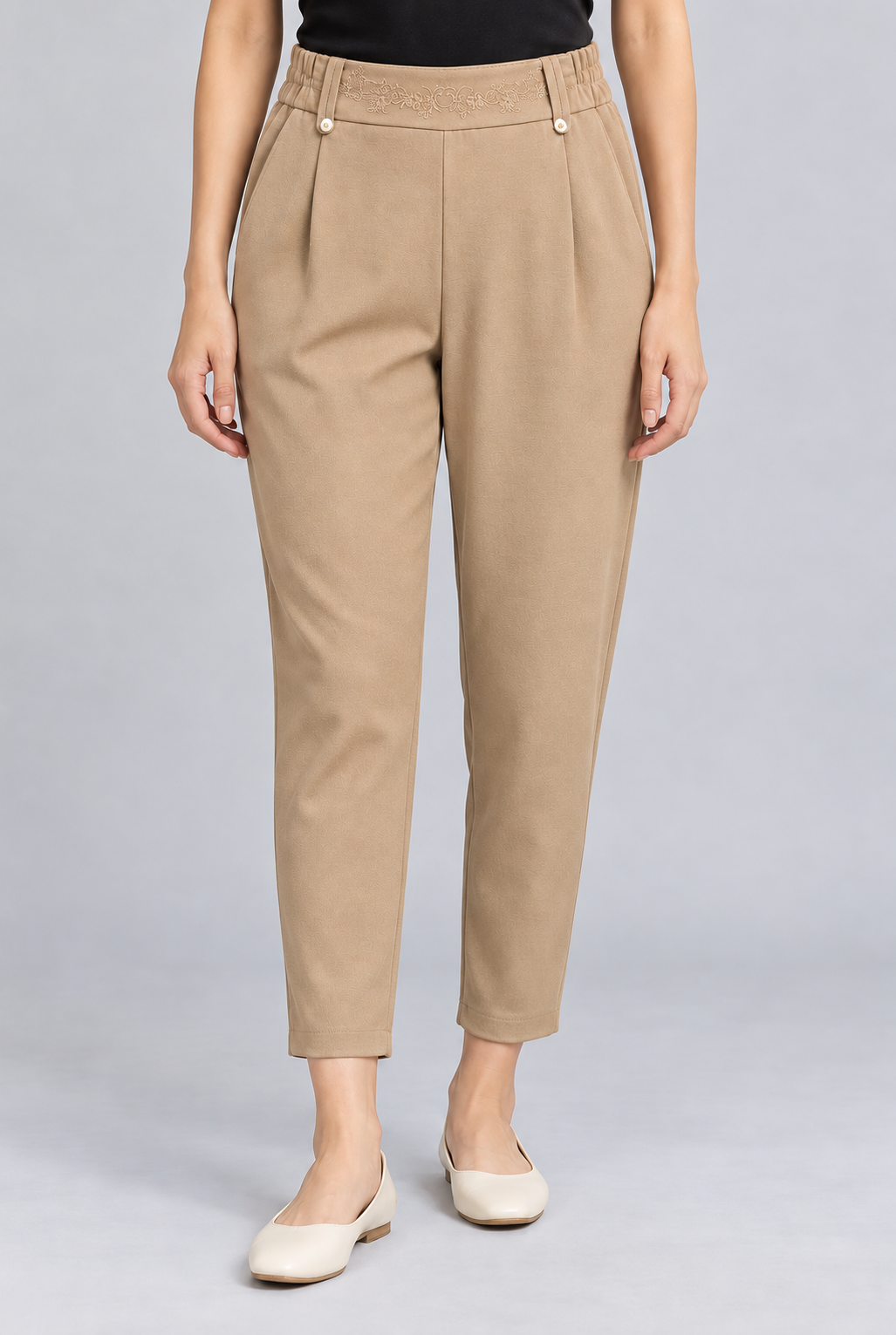 STR PANT EMB BLT